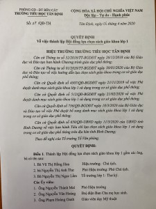 Công bố lựa chọn sách giáo khoa lớp 1 năm học 2020 - 2021 (Quyết định 27, quyết định 30 và danh mục)