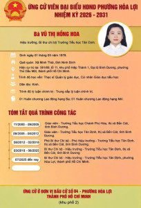 ỨNG CỬ VIÊN ĐẠI BIỂU HĐND PHƯỜNG HÒA LỢI NHIỆM KỲ 2026 - 2031